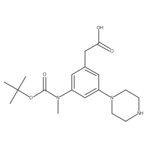 2-(3-{[(Tert-butoxy)carbonyl](methyl)amino}-5-(piperazin-1-yl)phenyl)acetic acid结构式