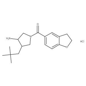 [(3S,4R)-3-amino-4-(2,2-dimethylpropyl)pyrrolidin-1-yl]-(2,3-dihydro-1-benzofuran-5-yl)methanone;hydrochloride结构式