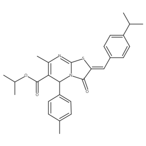 propan-2-yl (2E)-7-methyl-5-(4-methylphenyl)-3-oxo-2-[4-(propan-2-yl)benzylidene]-2,3-dihydro-5H-[1,3]thiazolo[3,2-a]pyrimidine-6-carboxylate Structure