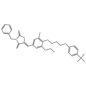5-[[3-Chloro-4-[3-[4-(1,1-dimethylethyl)phenoxy]propoxy]-5-ethoxyphenyl]methylene]-3-(phenylmethyl)-2-thioxo-4-thiazolidinone结构式