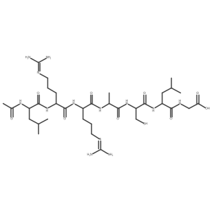 N-Acetyl-L-leucyl-N~5~-(diaminomethylidene)-L-ornithyl-N~5~-(diaminomethylidene)-L-ornithyl-L-alanyl-L-cysteinyl-L-leucylglycine结构式