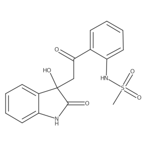 N-(2-(2-(3-hydroxy-2-oxoindolin-3-yl)acetyl)phenyl)methanesulfonamide结构式