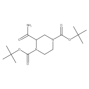 2-Carbamoyl-piperazine-1,4-dicarboxylic acid di-tert-butyl ester结构式