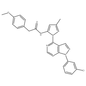 N-{1-[1-(3-chlorophenyl)-1H-pyrazolo[3,4-d]pyrimidin-4-yl]-3-methyl-1H-pyrazol-5-yl}-2-(4-methoxyphenyl)acetamide Structure