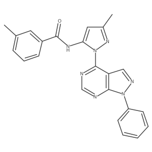 3-methyl-N-(3-methyl-1-{1-phenyl-1H-pyrazolo[3,4-d]pyrimidin-4-yl}-1H-pyrazol-5-yl)benzamide结构式