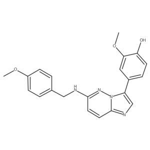 2-Methoxy-4-(6-(4-methoxybenzylamino)imidazo[1,2-b]pyridazin-3-yl)phenol结构式