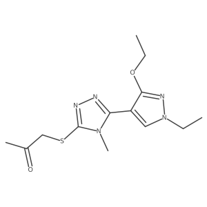 1-((5-(3-ethoxy-1-ethyl-1H-pyrazol-4-yl)-4-methyl-4H-1,2,4-triazol-3-yl)thio)propan-2-one结构式
