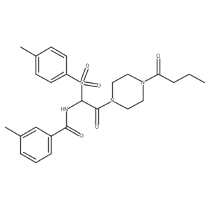 N-(2-(4-butyrylpiperazin-1-yl)-2-oxo-1-tosylethyl)-3-methylbenzamide结构式