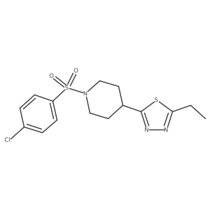 2-(1-((4-Chlorophenyl)sulfonyl)piperidin-4-yl)-5-ethyl-1,3,4-thiadiazole结构式