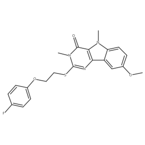 2-((2-(4-fluorophenoxy)ethyl)thio)-8-methoxy-3,5-dimethyl-3H-pyrimido[5,4-b]indol-4(5H)-one结构式