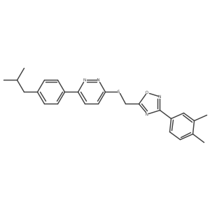 3-(3,4-Dimethylphenyl)-5-(((6-(4-isobutylphenyl)pyridazin-3-yl)thio)methyl)-1,2,4-oxadiazole结构式
