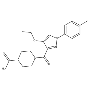 1-(4-ethoxy-1-(4-fluorophenyl)-1H-pyrazole-3-carbonyl)piperidine-4-carboxamide Structure