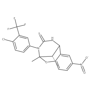 3-(4-chloro-3-(trifluoromethyl)phenyl)-2,11-dimethyl-8-nitro-5,6-dihydro-2H-2,6-methanobenzo[g][1,3,5]oxadiazocine-4(3H)-thione结构式