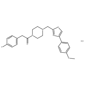 2-(4-Fluorophenyl)-1-(4-((4-(4-methoxyphenyl)thiazol-2-yl)methyl)piperazin-1-yl)ethanone hydrochloride结构式