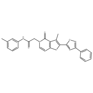 2-(5-methyl-4-oxo-6-(3-phenyl-1,2,4-oxadiazol-5-yl)thieno[2,3-d]pyrimidin-3(4H)-yl)-N-(m-tolyl)acetamide Structure