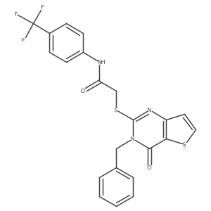 2-({3-benzyl-4-oxo-3H,4H-thieno[3,2-d]pyrimidin-2-yl}sulfanyl)-N-[4-(trifluoromethyl)phenyl]acetamide结构式