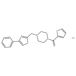 (4-((4-Phenylthiazol-2-yl)methyl)piperazin-1-yl)(thiophen-2-yl)methanone hydrochloride结构式