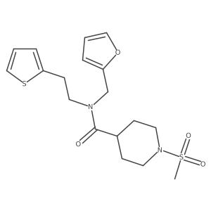 N-(furan-2-ylmethyl)-1-(methylsulfonyl)-N-(2-(thiophen-2-yl)ethyl)piperidine-4-carboxamide Structure