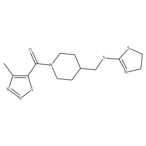 (4-(((4,5-Dihydrothiazol-2-yl)thio)methyl)piperidin-1-yl)(4-methyl-1,2,3-thiadiazol-5-yl)methanone Structure