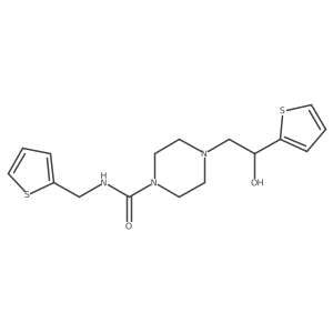 4-(2-hydroxy-2-(thiophen-2-yl)ethyl)-N-(thiophen-2-ylmethyl)piperazine-1-carboxamide结构式