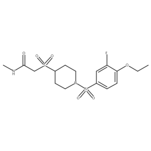 2-((1-((4-ethoxy-3-fluorophenyl)sulfonyl)piperidin-4-yl)sulfonyl)-N-methylacetamide结构式