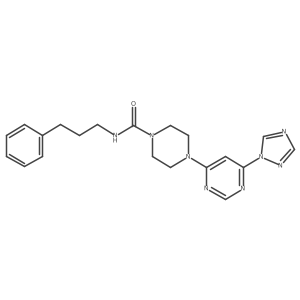 4-(6-(1H-1,2,4-triazol-1-yl)pyrimidin-4-yl)-N-(3-phenylpropyl)piperazine-1-carboxamide结构式