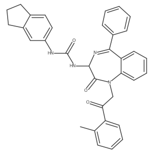 N-(2,5-diaza-2-(2-(2-methylphenyl)-2-oxoethyl)-3-oxo-6-phenylbicyclo[5.4.0]undeca-1(7),5,8,10-tetraen-4-yl)(indan-5-ylamino)formamide结构式
