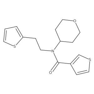 N-(tetrahydro-2H-pyran-4-yl)-N-(2-(thiophen-2-yl)ethyl)thiophene-3-carboxamide结构式