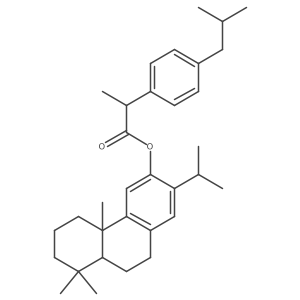 Benzeneacetic acid, I+/--methyl-4-(2-methylpropyl)-, (4bS,8aS)-4b,5,6,7,8,8a,9,10-octahydro-4b,8,8-trimethyl-2-(1-methylethyl)-3-phenanthrenyl ester, (I+/-S)- Structure