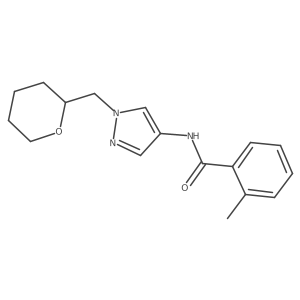 2-methyl-N-(1-((tetrahydro-2H-pyran-2-yl)methyl)-1H-pyrazol-4-yl)benzamide Structure