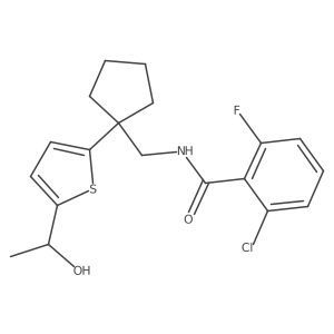 2-chloro-6-fluoro-N-((1-(5-(1-hydroxyethyl)thiophen-2-yl)cyclopentyl)methyl)benzamide Structure