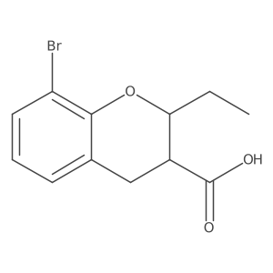 8-bromo-2-ethyl-3,4-dihydro-2H-1-benzopyran-3-carboxylic acid Structure