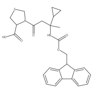 3-[3-cyclopropyl-3-({[(9H-fluoren-9-yl)methoxy]carbonyl}amino)butanoyl]-1,3-thiazolidine-4-carboxylic acid结构式
