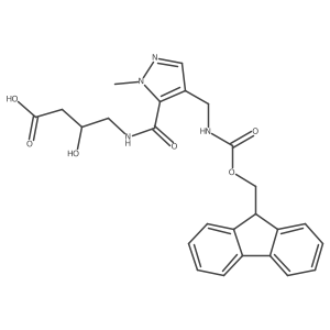 4-({4-[({[(9H-fluoren-9-yl)methoxy]carbonyl}amino)methyl]-1-methyl-1H-pyrazol-5-yl}formamido)-3-hydroxybutanoic acid Structure