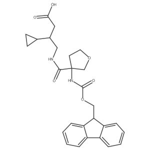 3-cyclopropyl-4-{[3-({[(9H-fluoren-9-yl)methoxy]carbonyl}amino)oxolan-3-yl]formamido}butanoic acid结构式