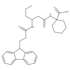 1-[3-({[(9H-fluoren-9-yl)methoxy]carbonyl}amino)hexanamido]cyclohexane-1-carboxylic acid结构式