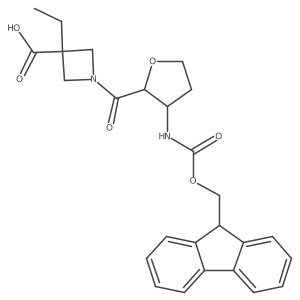 rac-3-ethyl-1-[(2R,3S)-3-({[(9H-fluoren-9-yl)methoxy]carbonyl}amino)oxolane-2-carbonyl]azetidine-3-carboxylic acid Structure