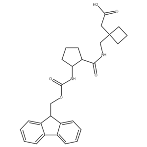 rac-2-[1-({[(1R,2S)-2-({[(9H-fluoren-9-yl)methoxy]carbonyl}amino)cyclopentyl]formamido}methyl)cyclobutyl]acetic acid Structure