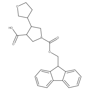 (3S,4S)-1-(9H-Fluoren-9-ylmethoxycarbonyl)-4-(oxolan-3-yl)pyrrolidine-3-carboxylic acid结构式