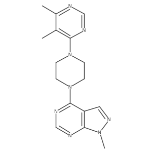 4,5-dimethyl-6-(4-{1-methyl-1H-pyrazolo[3,4-d]pyrimidin-4-yl}piperazin-1-yl)pyrimidine结构式