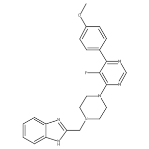 2-({4-[5-fluoro-6-(4-methoxyphenyl)pyrimidin-4-yl]piperazin-1-yl}methyl)-1H-1,3-benzodiazole Structure