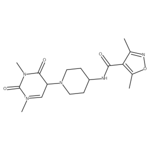 N-[1-(1,3-dimethyl-2,4-dioxo-5H-pyrimidin-1-ium-5-yl)piperidin-4-yl]-3,5-dimethyl-1,2-oxazole-4-carboxamide结构式