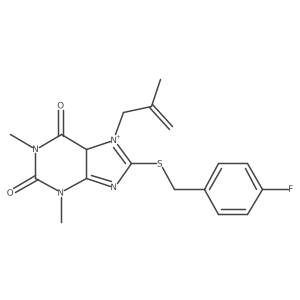 8-[(4-fluorophenyl)methylsulfanyl]-1,3-dimethyl-7-(2-methylprop-2-enyl)-5H-purin-7-ium-2,6-dione Structure