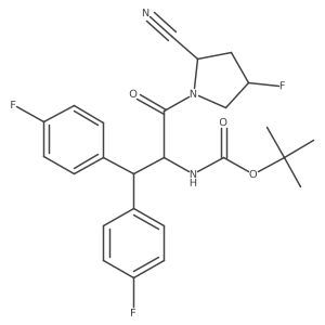 tert-Butyl ((1S)-1-[bis(4-fluorophenyl)methyl]-2-[(2S,4S)-2-cyano-4-fluoro-1-pyrrolidinyl]-2-oxoethyl)carbamate结构式