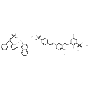 Chromate(4-), [5-chloro-2-hydroxy-3-[[[2-hydroxy-5-[2-(4-sulfophenyl)diazenyl]phenyl]methylene]amino]benzenesulfonato(4-)][3-hydroxy-4-[2-(2-hydroxy-1-naphthalenyl)diazenyl]-1-naphthalenesulfonato(3-)]-, sodium (1:4)结构式