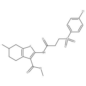 Methyl 2-(3-((4-chlorophenyl)sulfonyl)propanamido)-6-methyl-4,5,6,7-tetrahydrobenzo[b]thiophene-3-carboxylate结构式