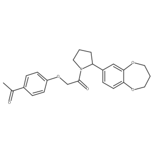 2-(4-acetylphenoxy)-1-[2-(3,4-dihydro-2H-1,5-benzodioxepin-7-yl)pyrrolidin-1-yl]ethanone结构式