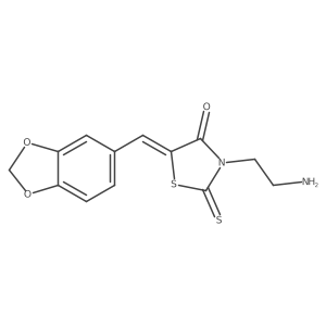 3-(2-Aminoethyl)-5-(2H-1,3-benzodioxol-5-ylmethylidene)-2-sulfanylidene-1,3-thiazolidin-4-one Structure