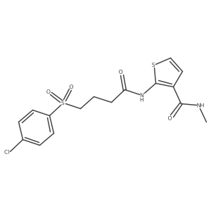 2-(4-((4-chlorophenyl)sulfonyl)butanamido)-N-methylthiophene-3-carboxamide结构式