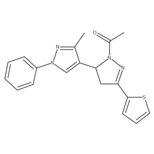 1-(3'-methyl-1'-phenyl-5-(thiophen-2-yl)-3,4-dihydro-1'H,2H-[3,4'-bipyrazol]-2-yl)ethanone Structure